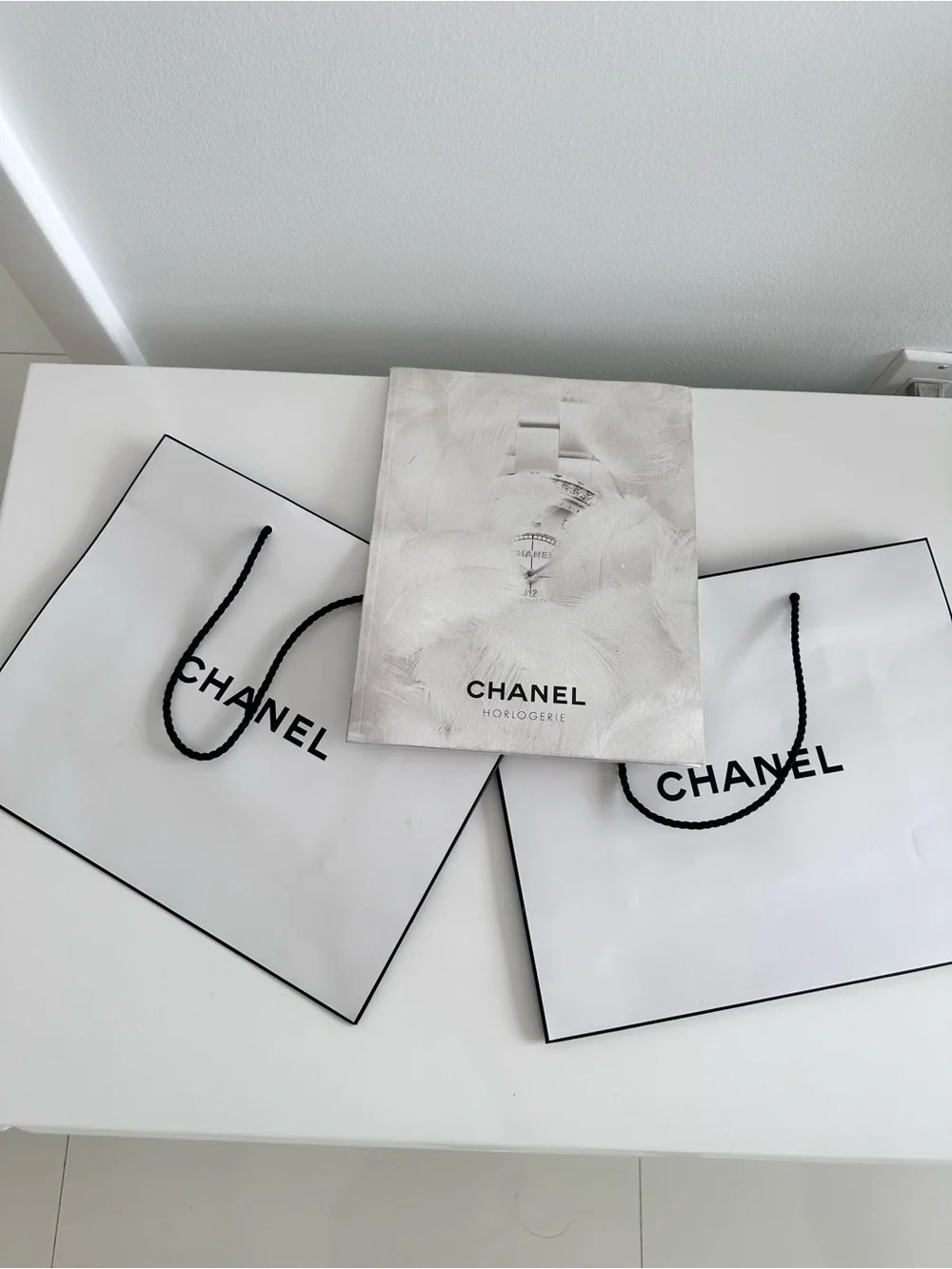 Chanel shopping bags x 2 plus chanel watch book to collect